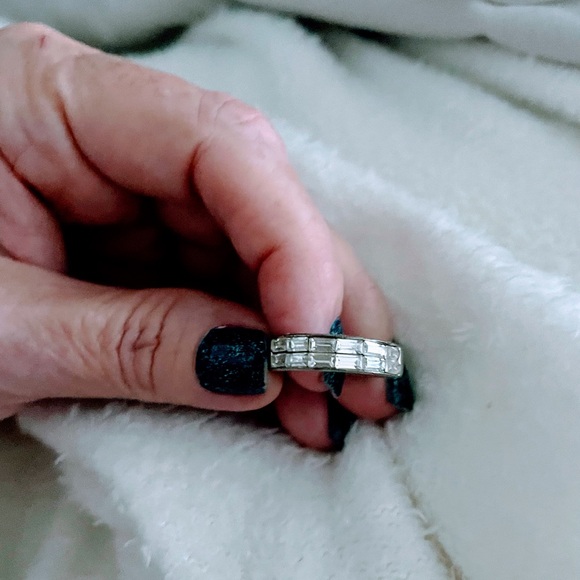 Swarovski Signed Eternity Baguette Ring | 8 | Rhodium | Elegant | Retired - Picture 3 of 6